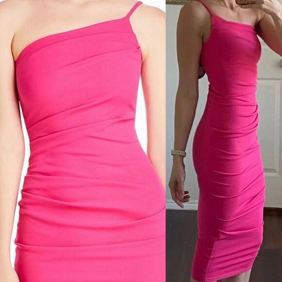 NWT Nookie Cherish Hot Pink Barbie Bodycon Midi Dress XS - Picture 1 of 9